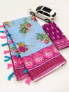MG 258 Plain Linen Printed Daily Wear Sarees Wholesale Market